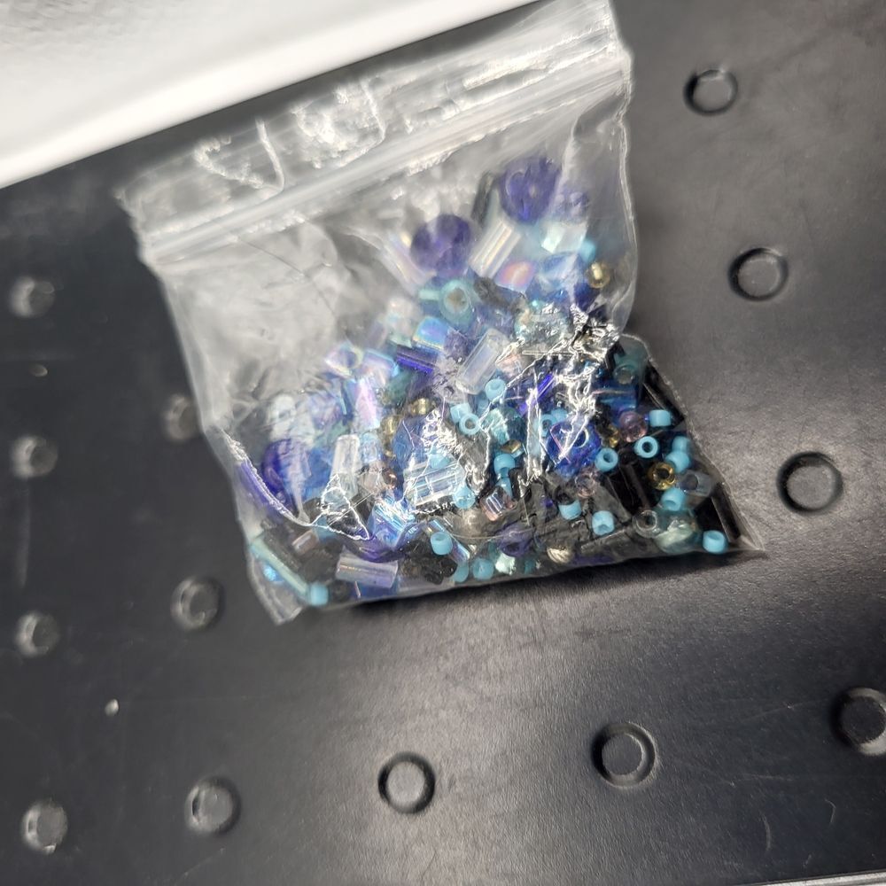 Mixed Blue And Black Glass Beads 0.5oz